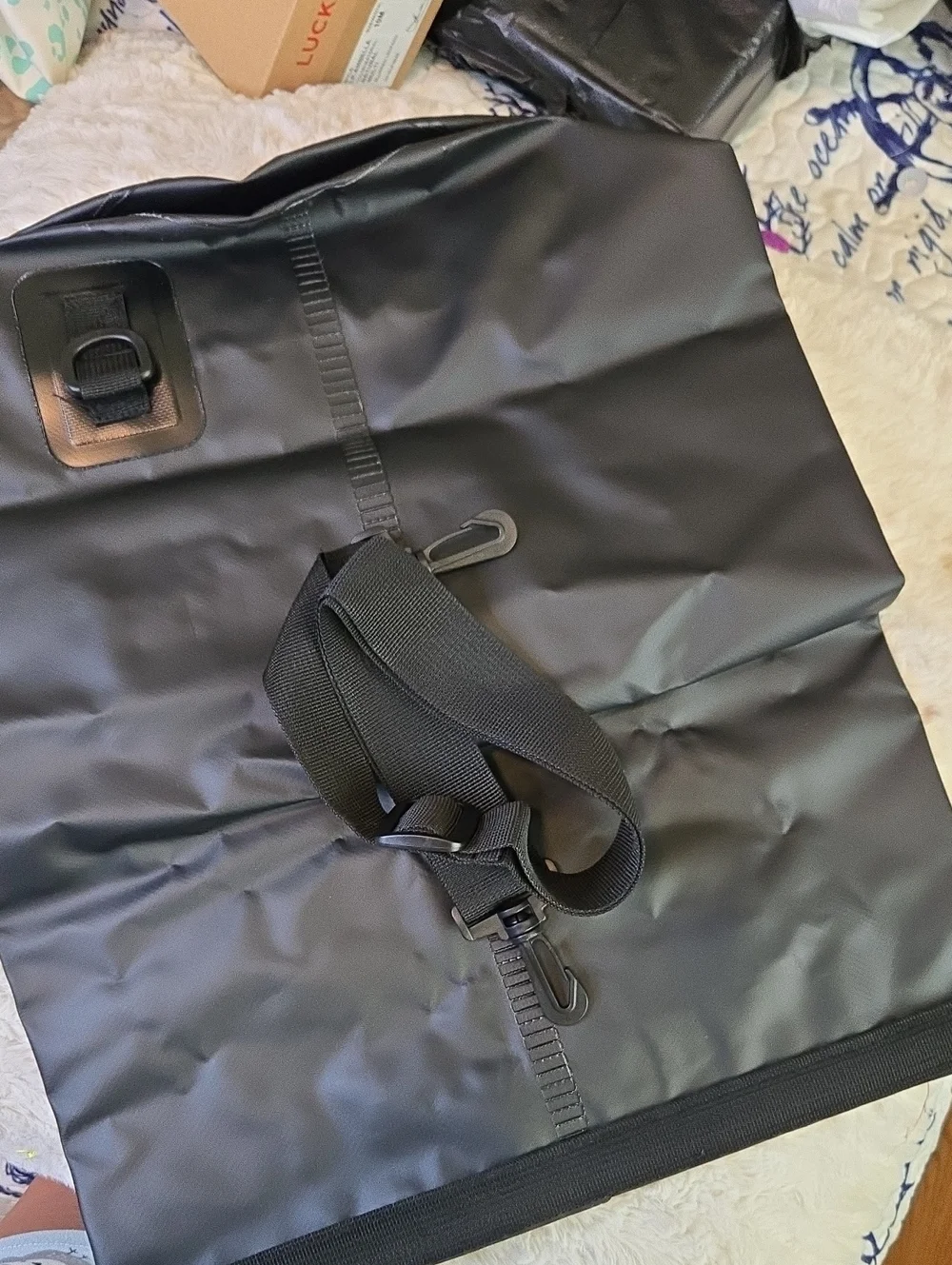 Black Dry Bag with Yellow Logo - Waterproof Shoulder Bag